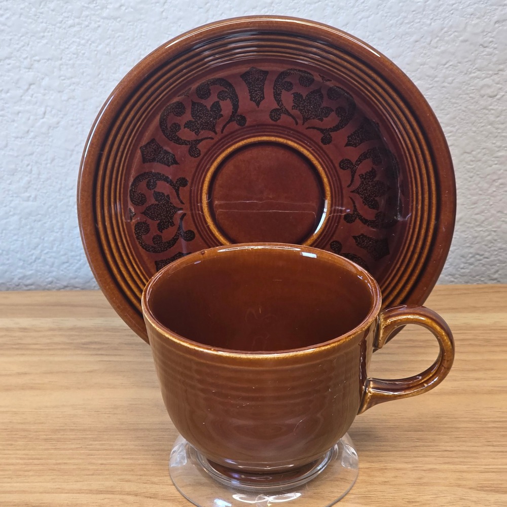 Vintage Fiesta Ironstone Sheffield Amberstone Glaze Coffee Teacup and Saucer